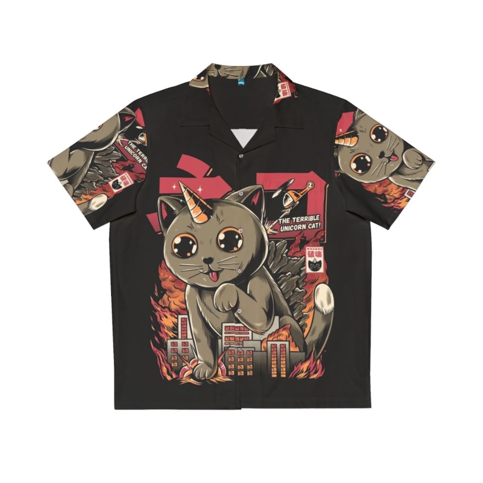 Catzilla Hawaiian Shirt with Cute Cat Kaiju Monster Design