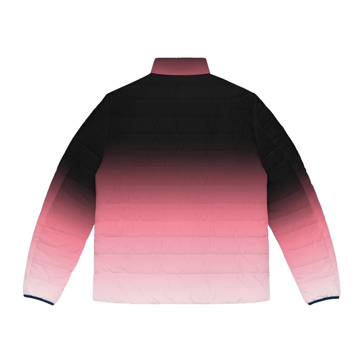 Ombre dip dye puffer jacket in black, pink, and white colors - Back