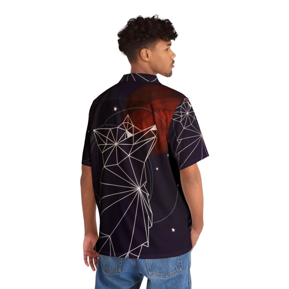 Fox in the stars geometric hawaiian shirt galaxy space print - People Back