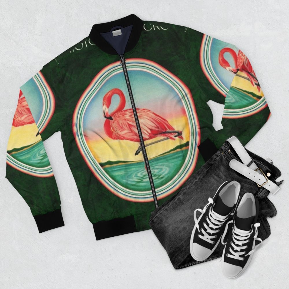 Christopher Cross 70s Bomber Jacket featuring sailing and classic music design - Flat lay