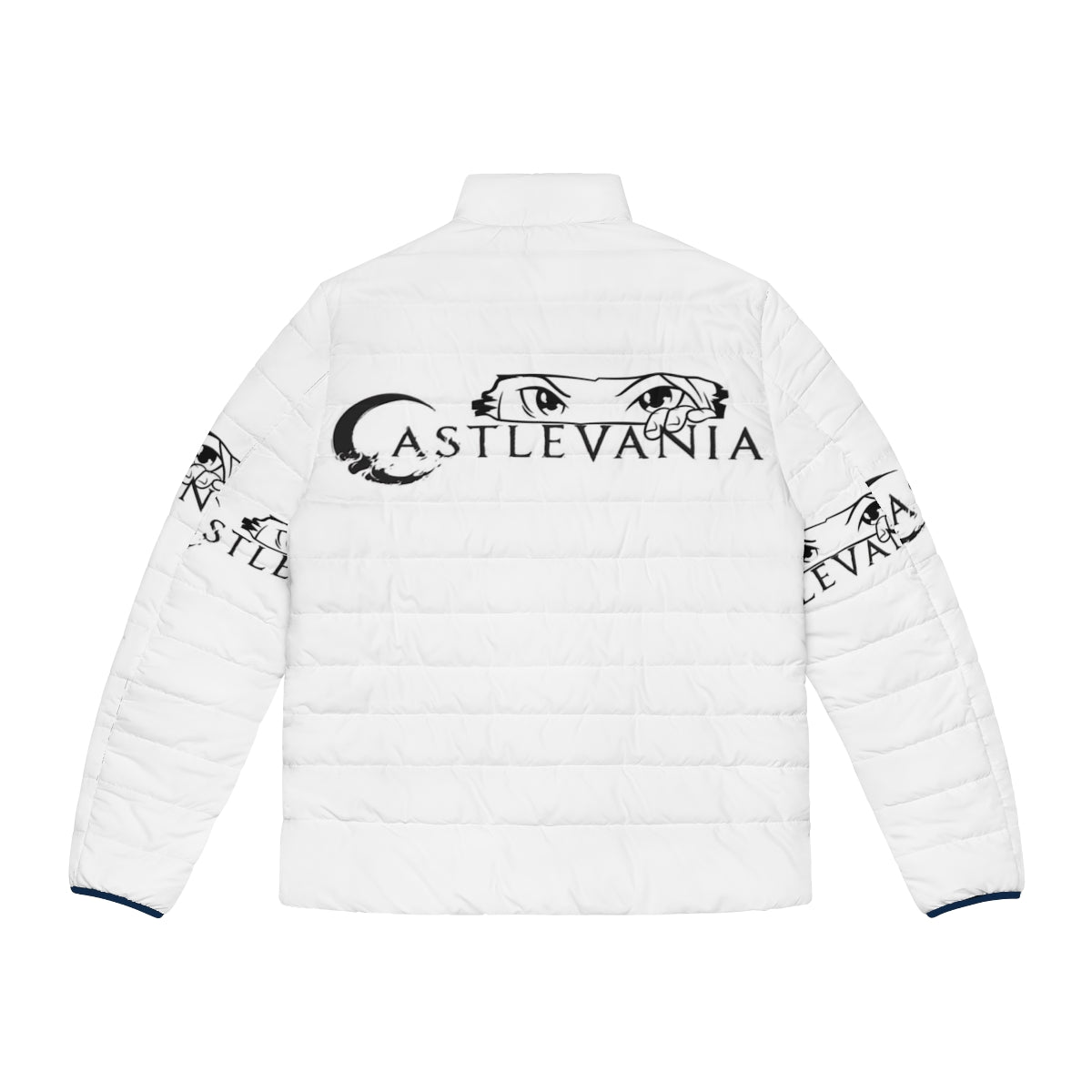 Castlevania inspired puffer jacket with anime and video game graphics - Back