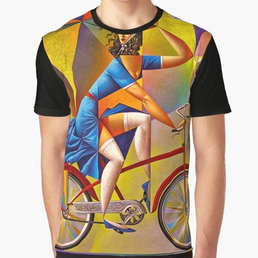 Georgy Kurasov Bicycle Graphic T-Shirt featuring a contemporary, colourful painting design