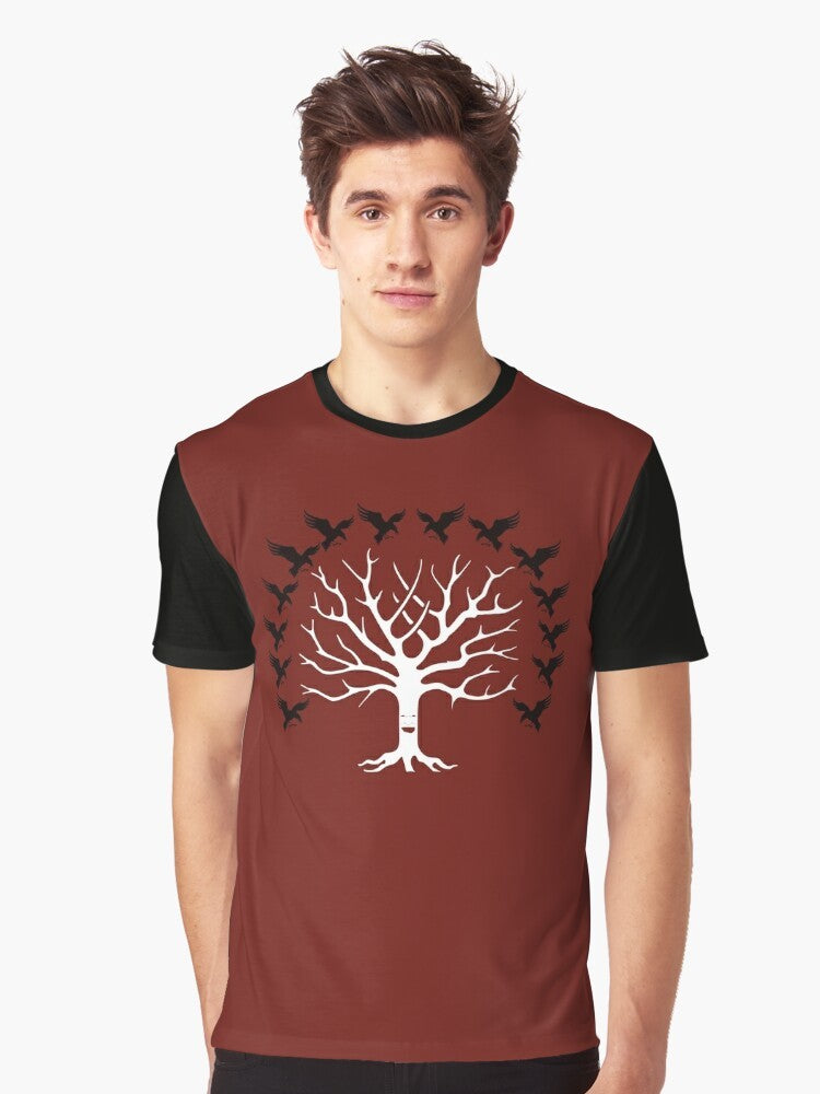 House Blackwood Game of Thrones Graphic T-Shirt featuring the Blackwood sigil and "Winter is Coming" motto - Men