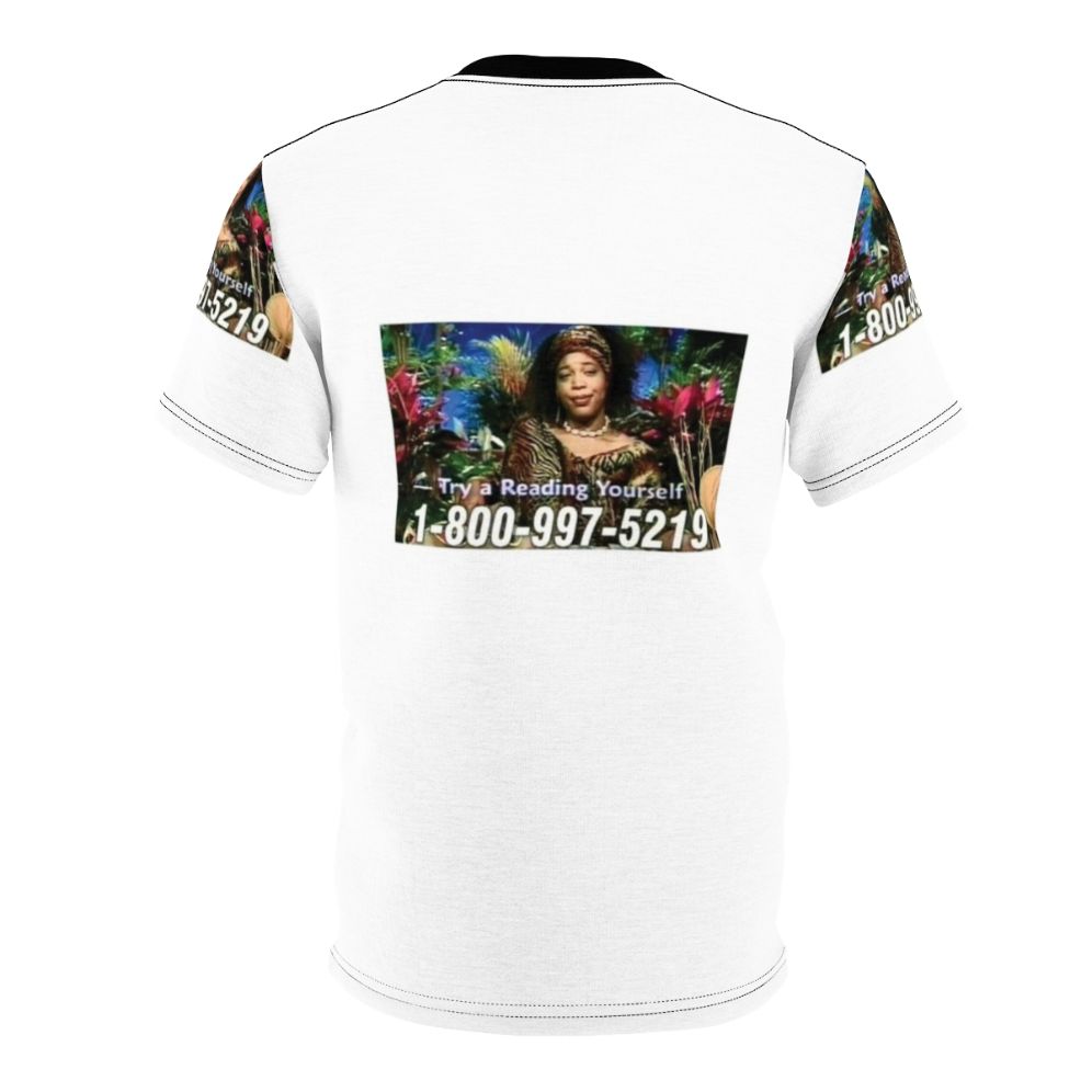 Retro-style t-shirt featuring Miss Cleo, the iconic psychic TV personality from the 80s and 90s. - Back