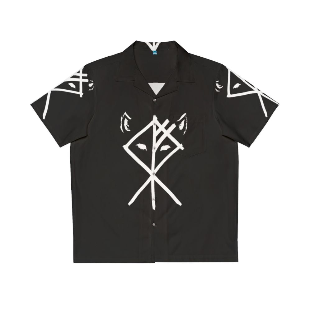 Nordic Wolf Hawaiian Shirt with Runes and Celtic Knot Design