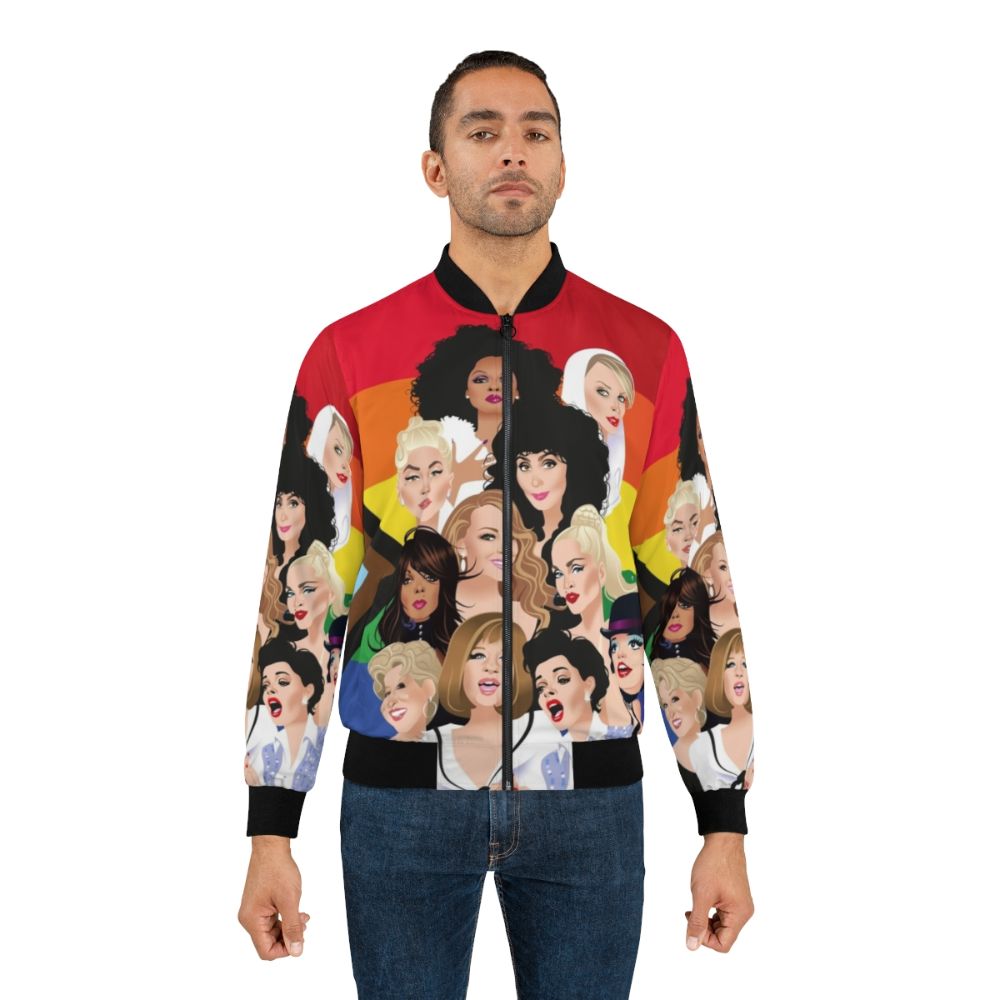 Pride Divas Edition Bomber Jacket featuring gay icons and LGBTQ+ pride design - Lifestyle