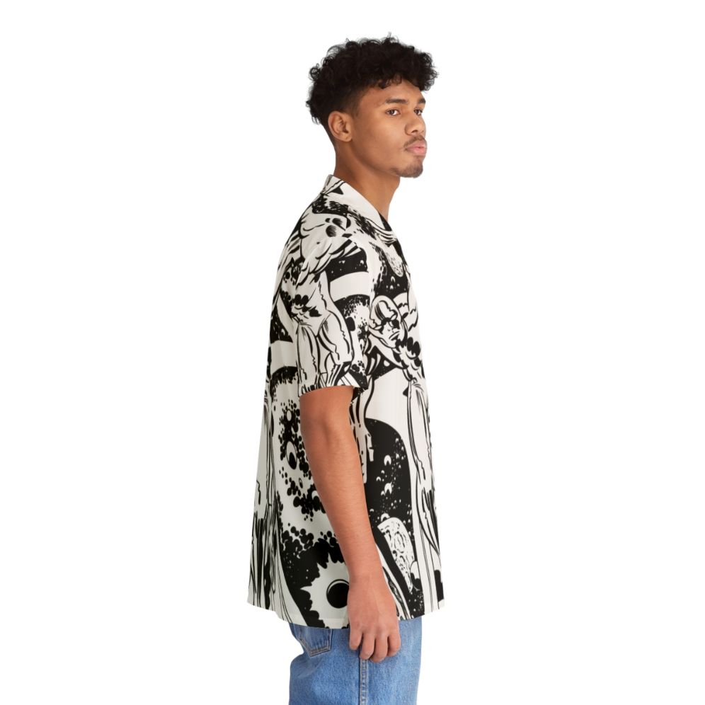 Silver Surfer Hawaiian Shirt with cosmic and galaxy design - People Pight