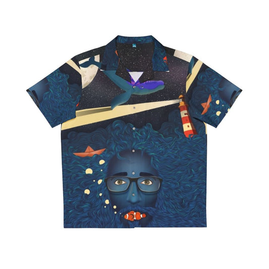 Deep Thoughts Fantasy Hawaiian Shirt with ocean, beach, and whimsical elements