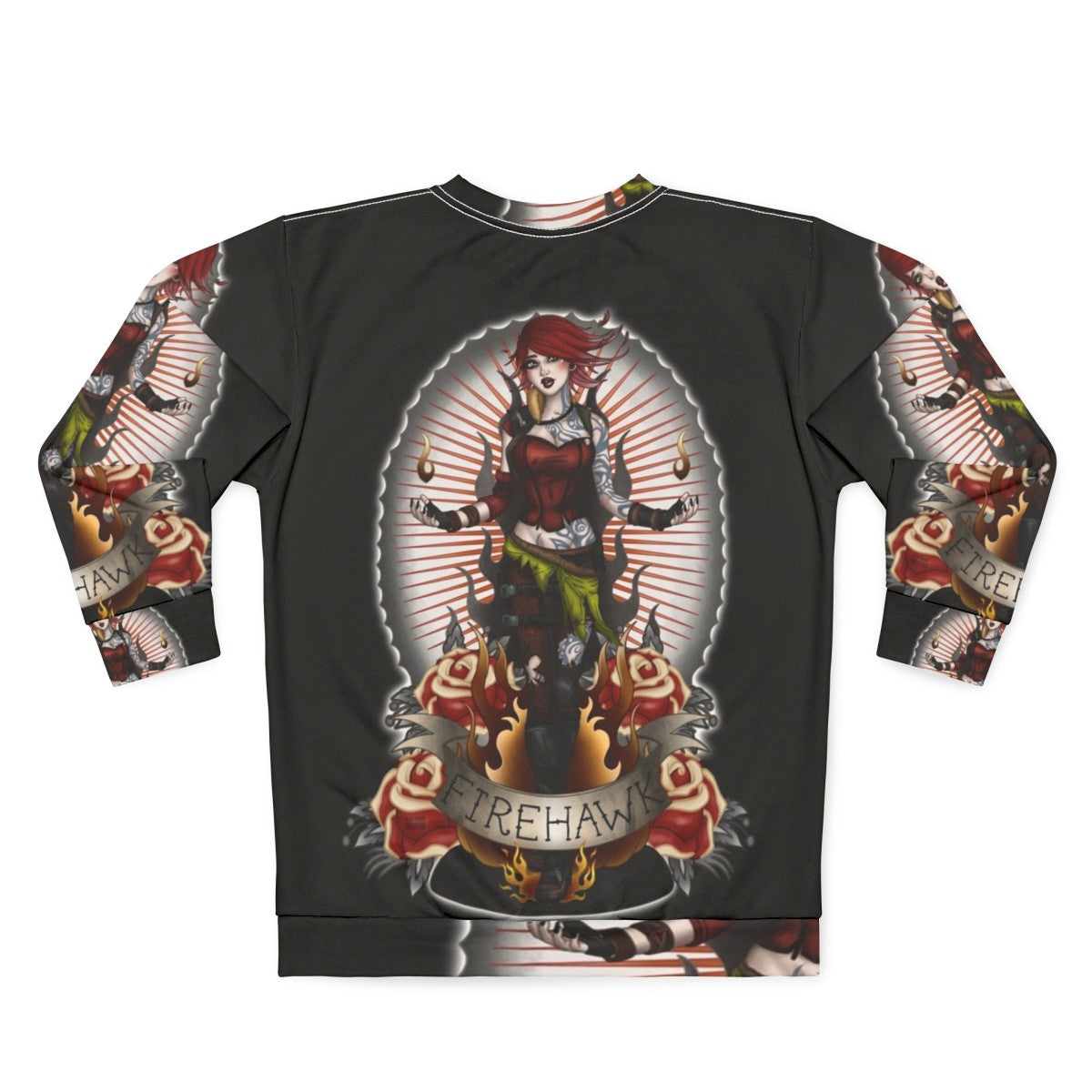 Firehawk Borderlands Sweatshirt with Lilith and Miss Cherry Martini Fanart Design - Back