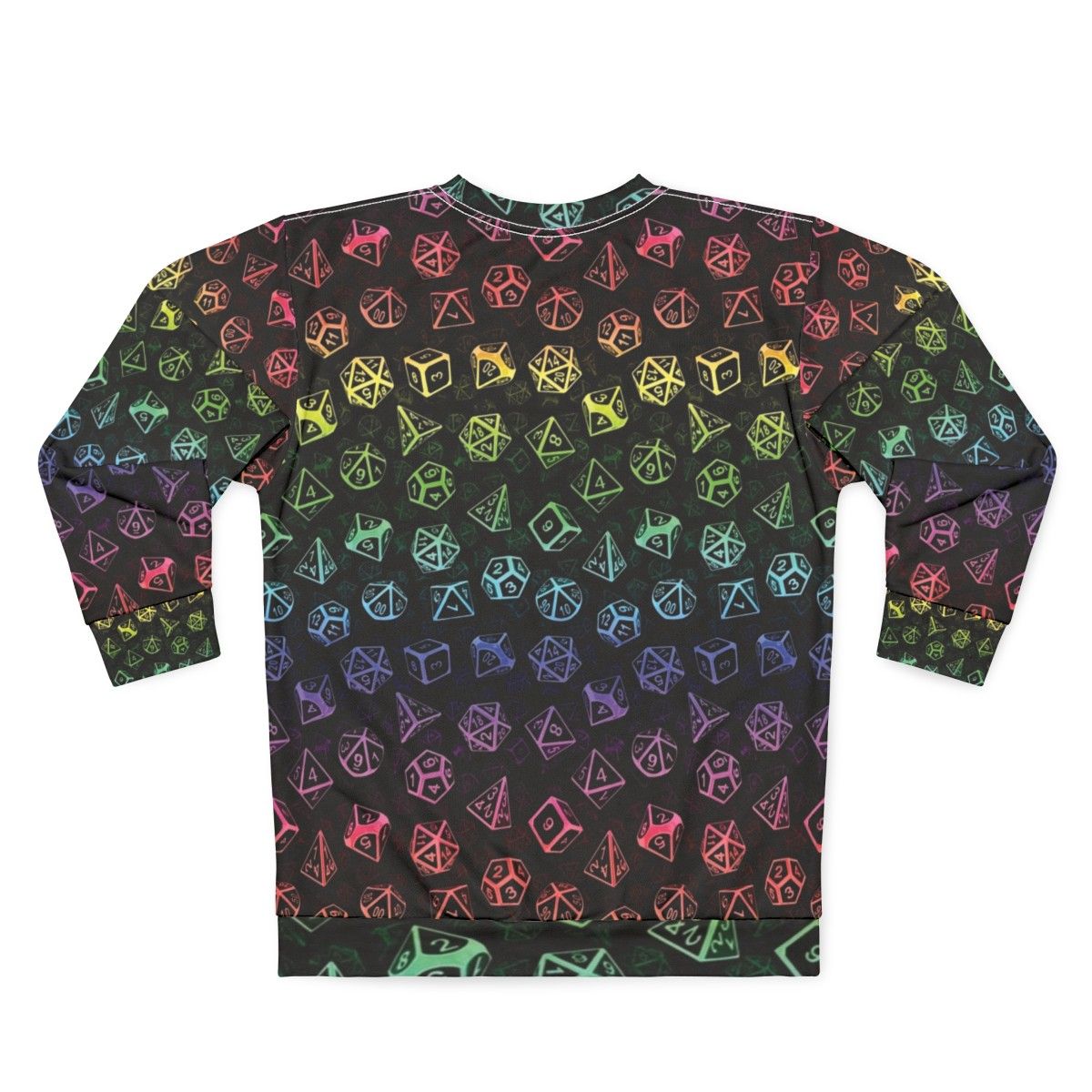 D20 dice set pattern rainbow sweatshirt for tabletop RPG gamers - Back