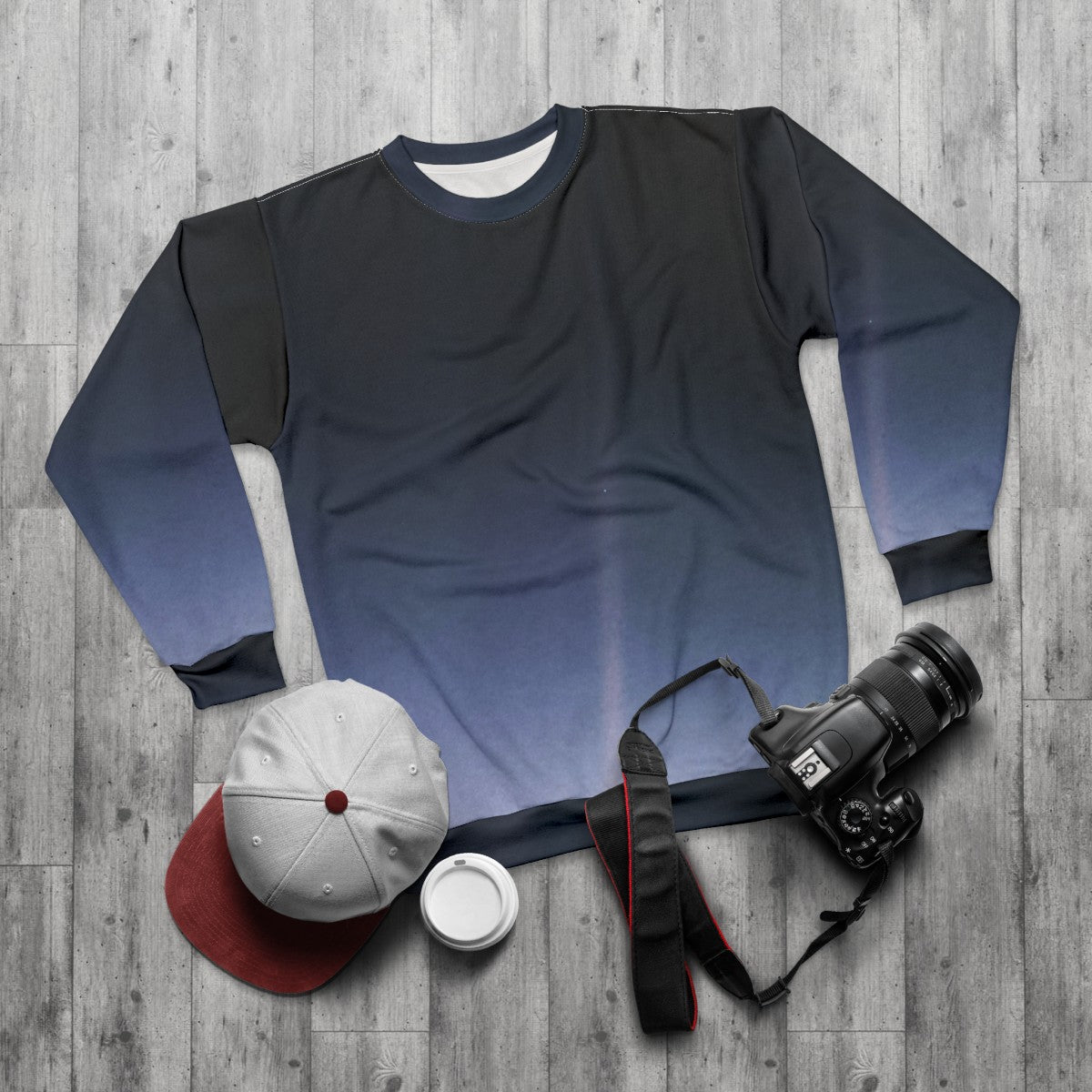 Pale Blue Dot Voyager 1 Sweatshirt featuring scientific infographics - flat lay