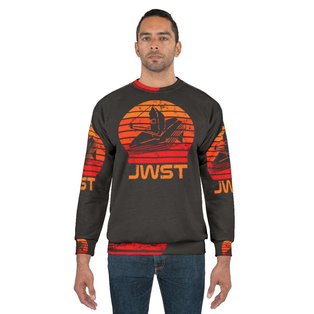 James Webb Space Telescope Sweatshirt featuring a vintage-inspired space exploration design - men