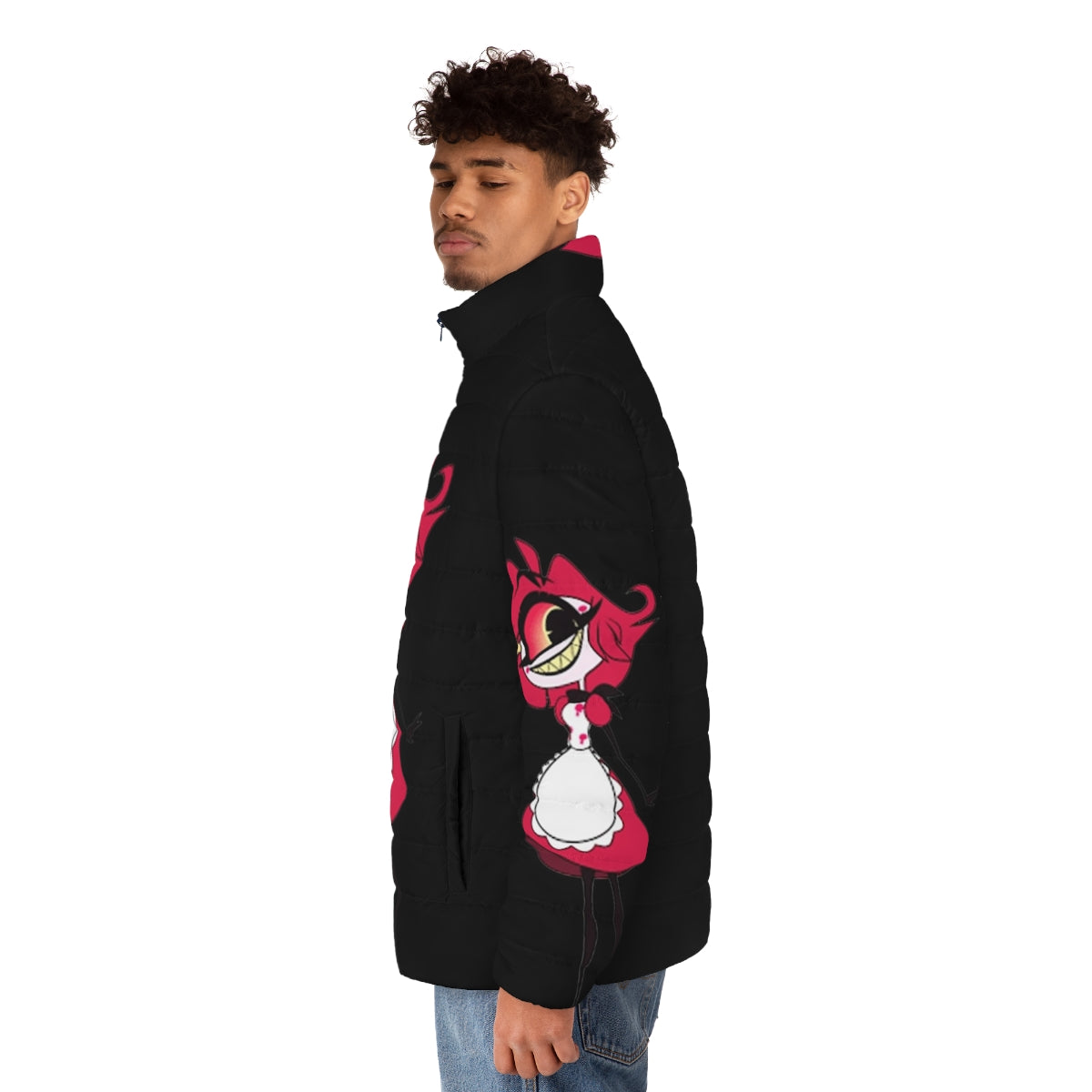 Hazbin Hotel Niffty Puffer Jacket with Niffty Character Design - men side left