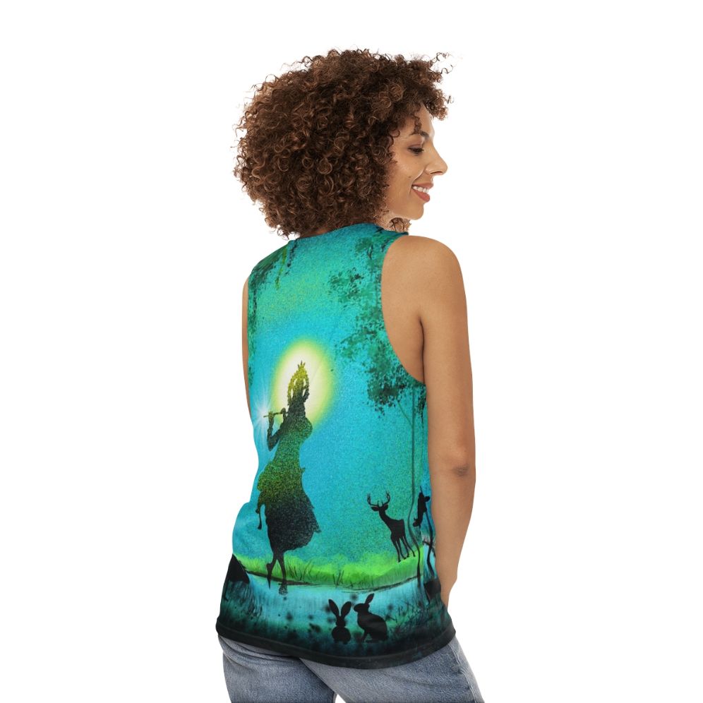 Lord Krishna digital art design on unisex tank top - women back