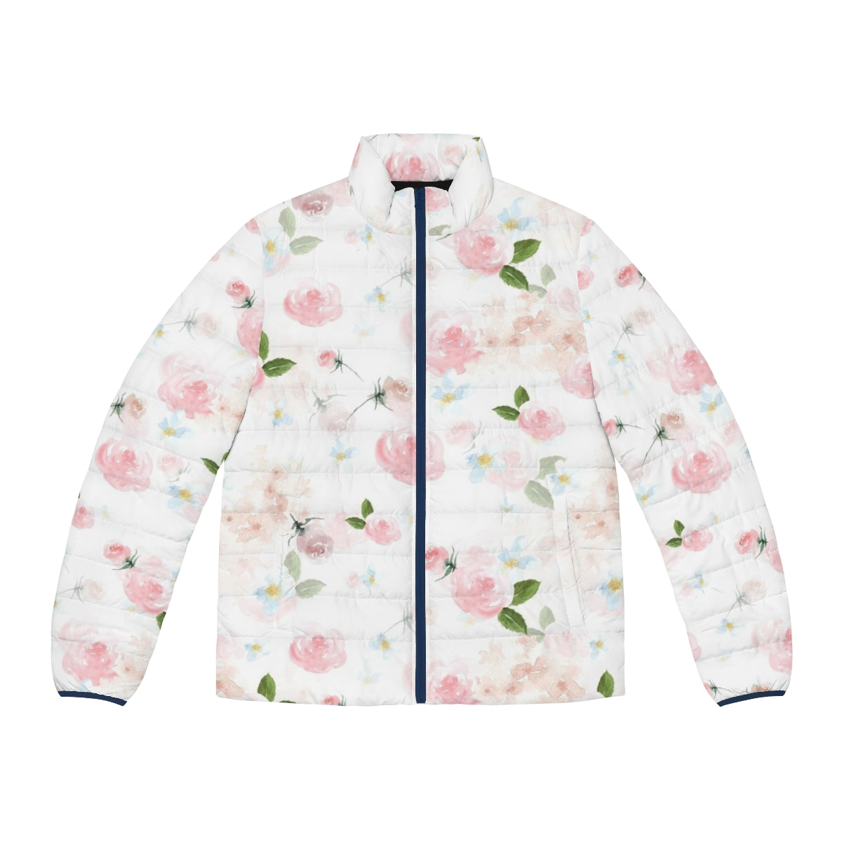 Watercolor floral botanical garden puffer jacket