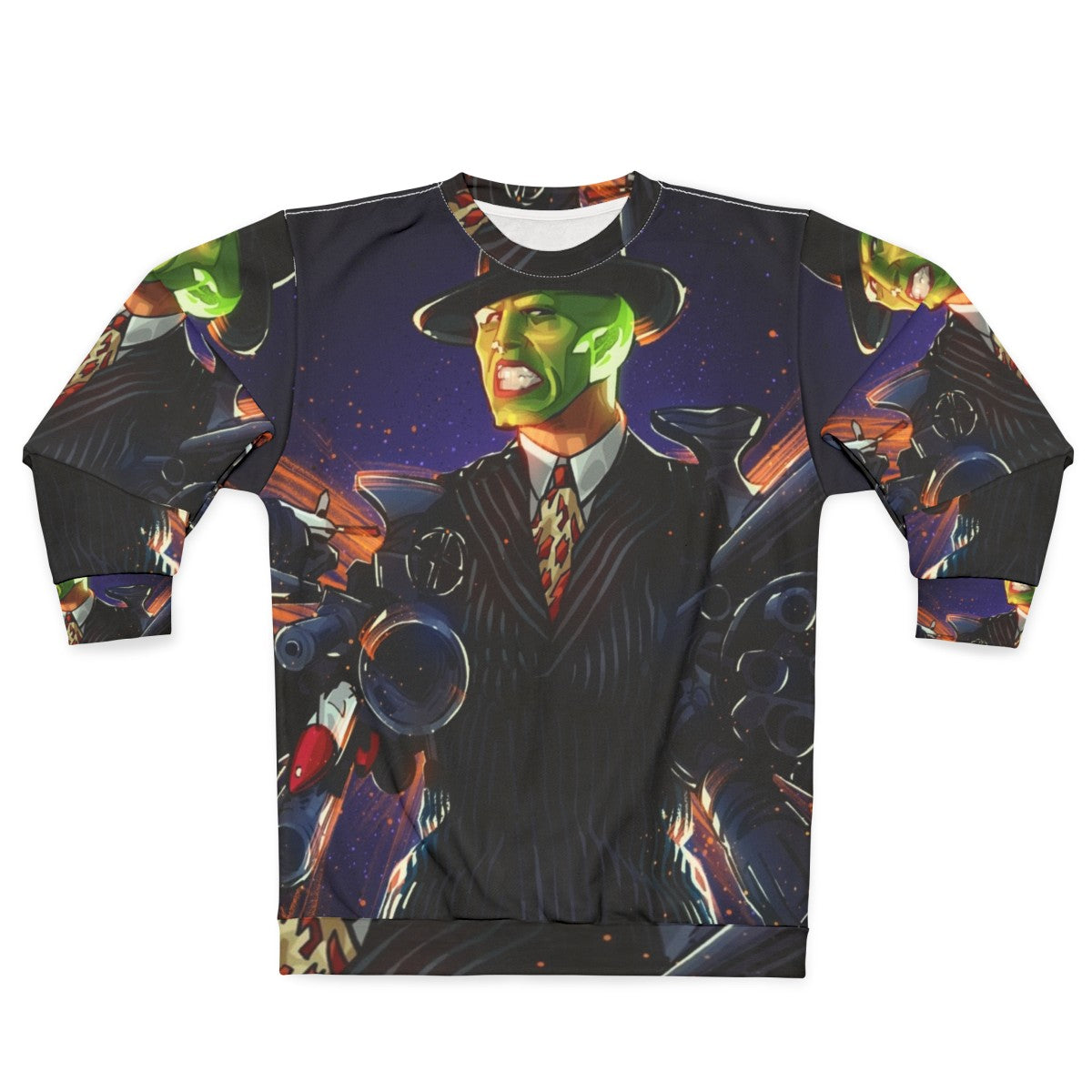 The Mask Sweatshirt 3 featuring the iconic green superhero character from the Jim Carrey comedy