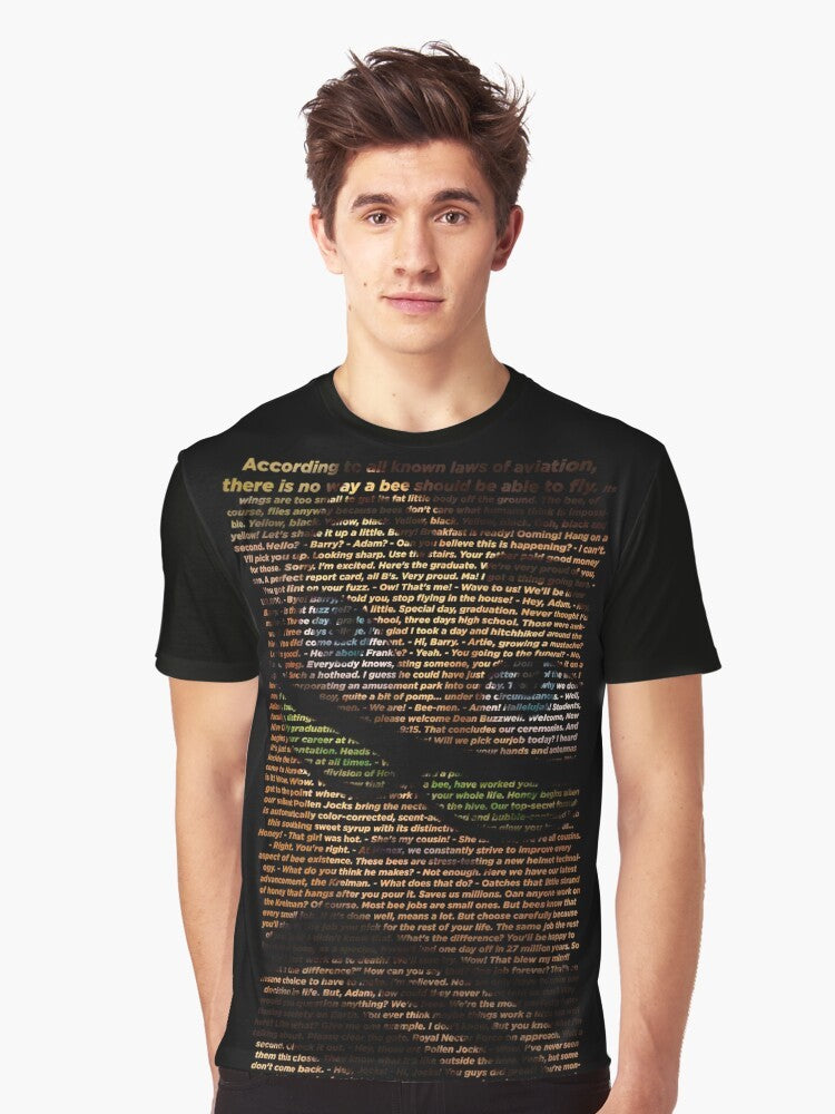 Bee Movie Script Graphic T-Shirt with High-Quality, Readable Text - Men