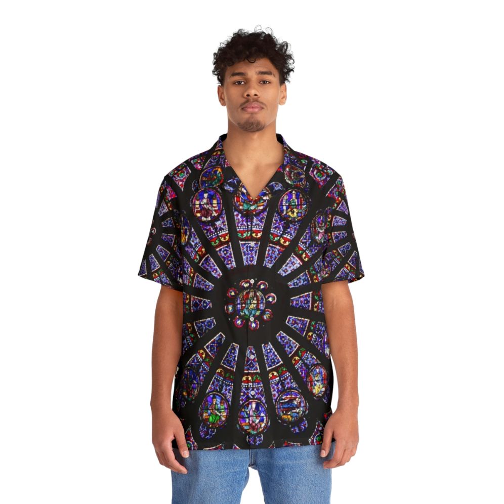 Notre Dame Rose Window Hawaiian Shirt - People Front