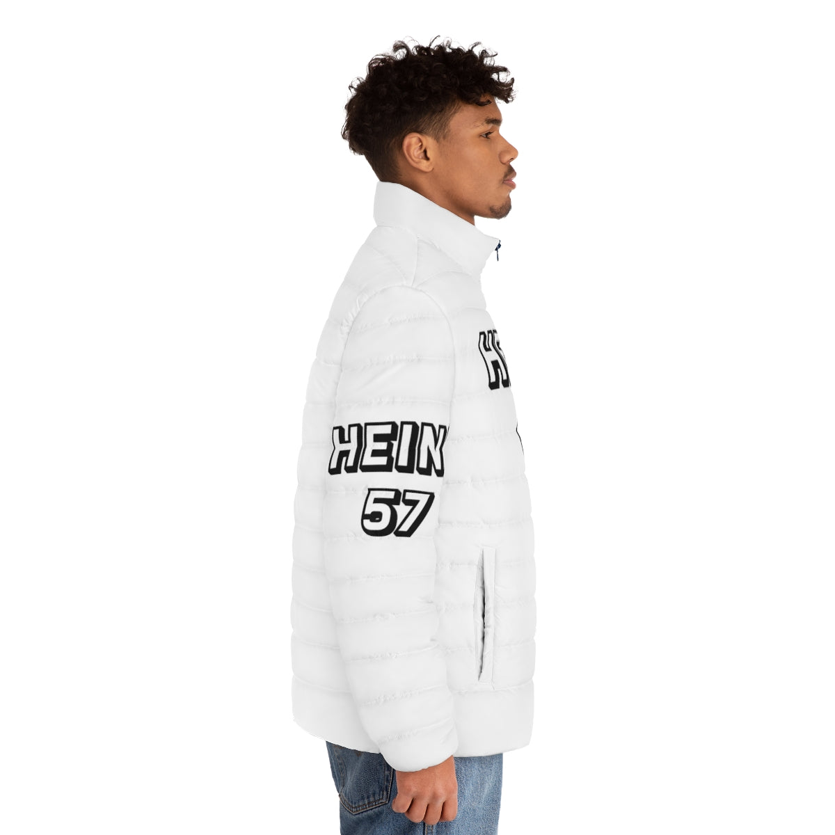 Metis-inspired puffer jacket with Heinz 57 design - men side right