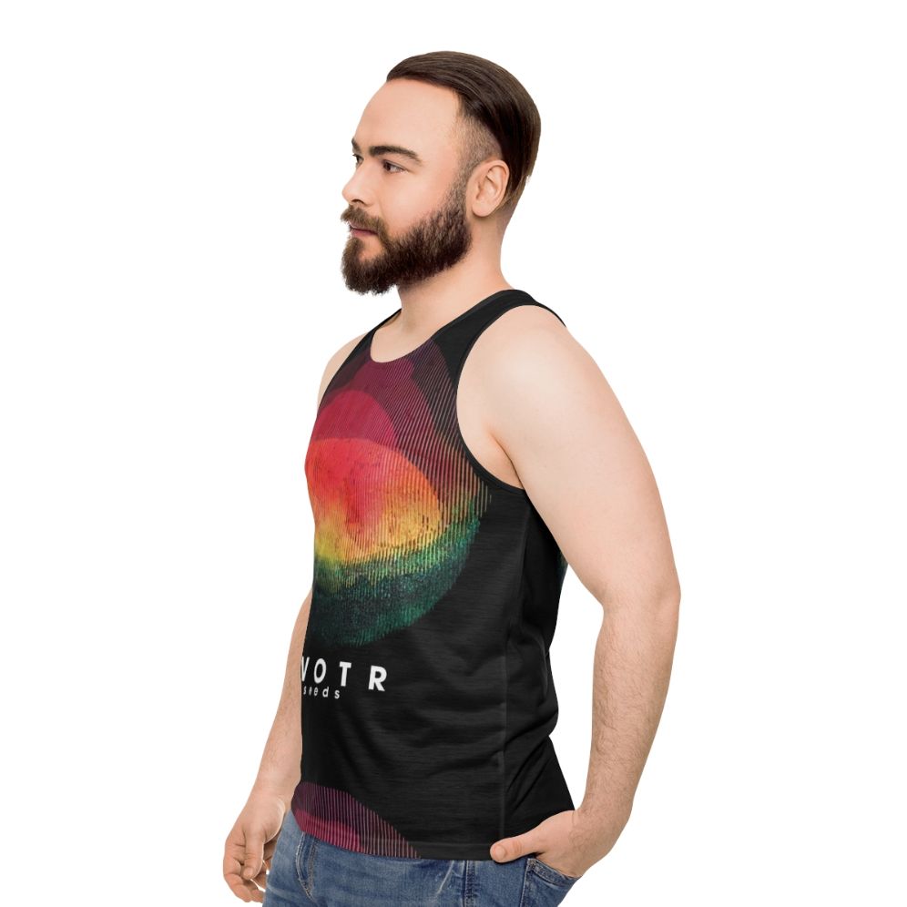 Unisex tank top with TV on the Radio 2022 tour design - men side