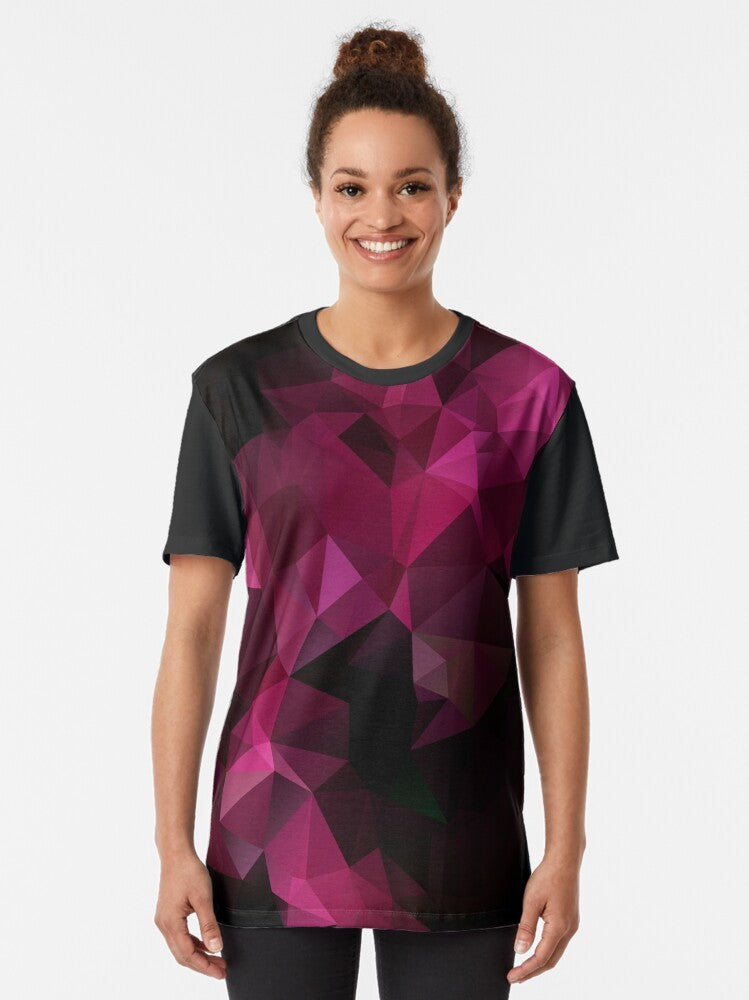 Geometric abstract polygon pattern design on a graphic t-shirt - Women