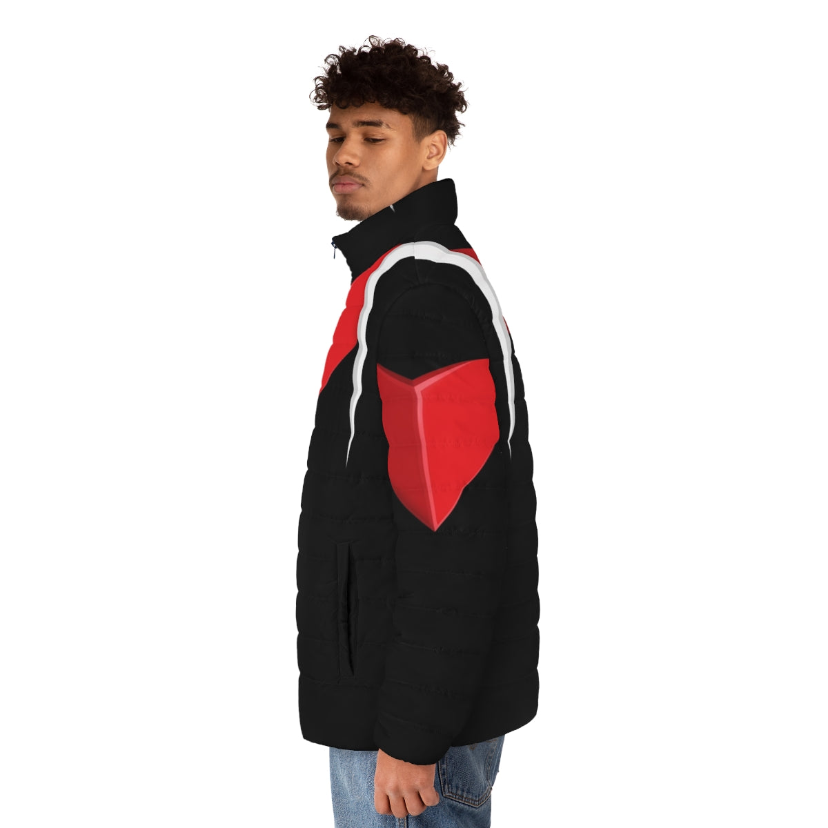 Grendizer Puffer Jacket with Mecha-Inspired Design - men side left