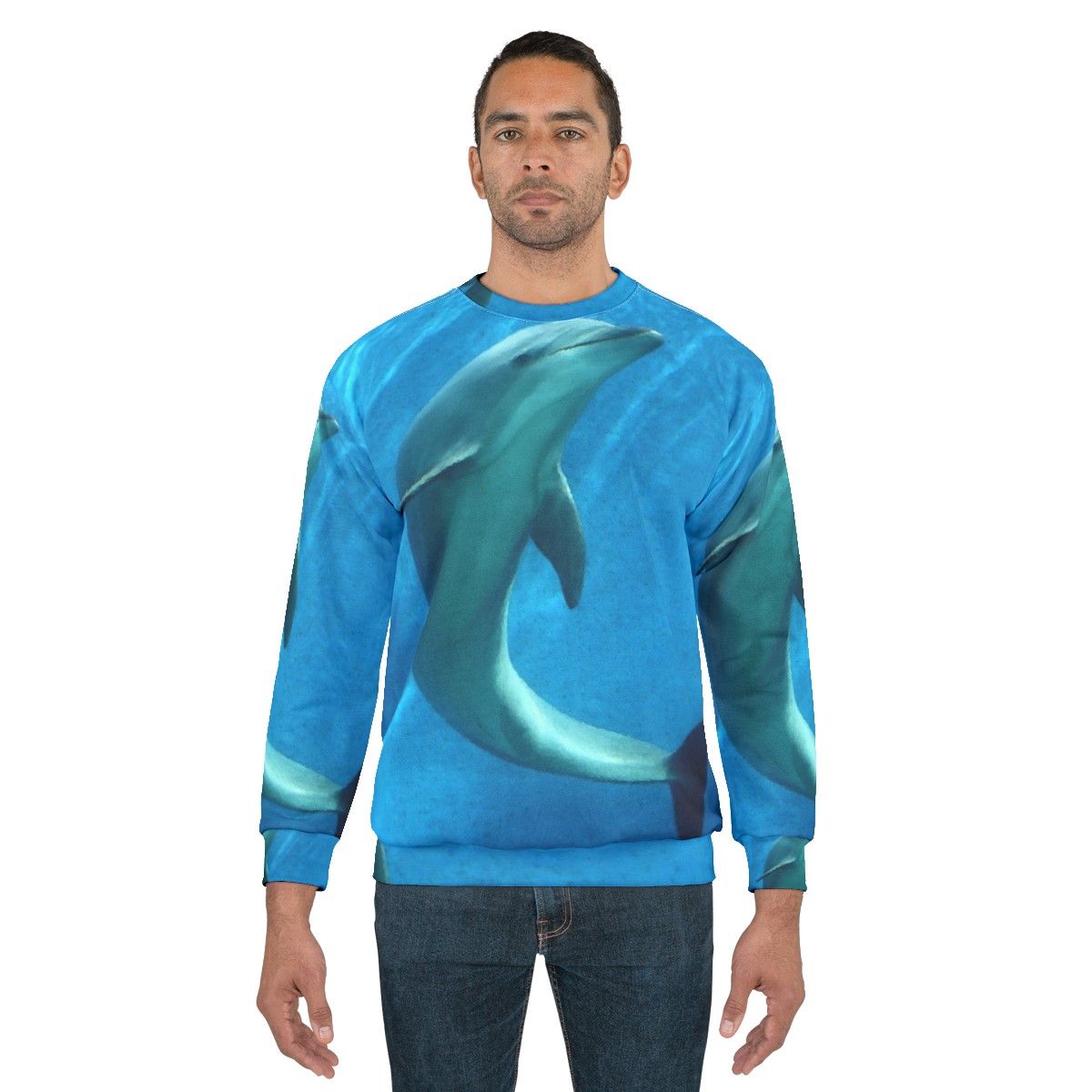 Colorful dolphin fantasy graphic on a modern sweatshirt - men