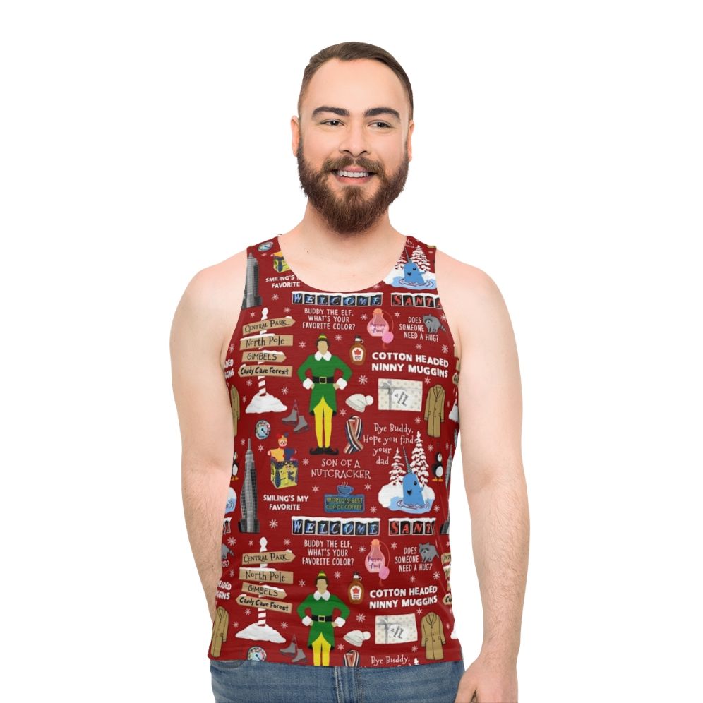 Buddy the Elf Collage Unisex Christmas Movie Tank Top - men