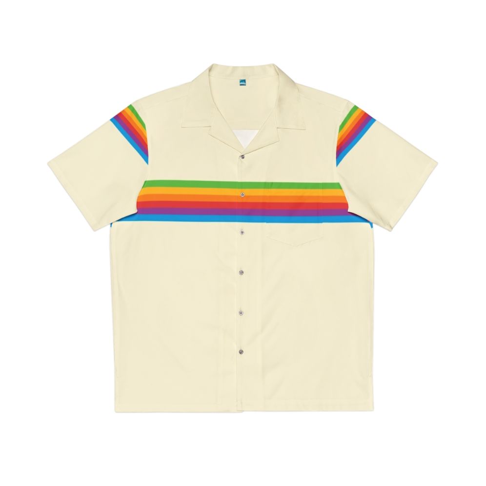 Retro Apple Rainbow Hawaiian Shirt with Vibrant, Vintage-Inspired Design