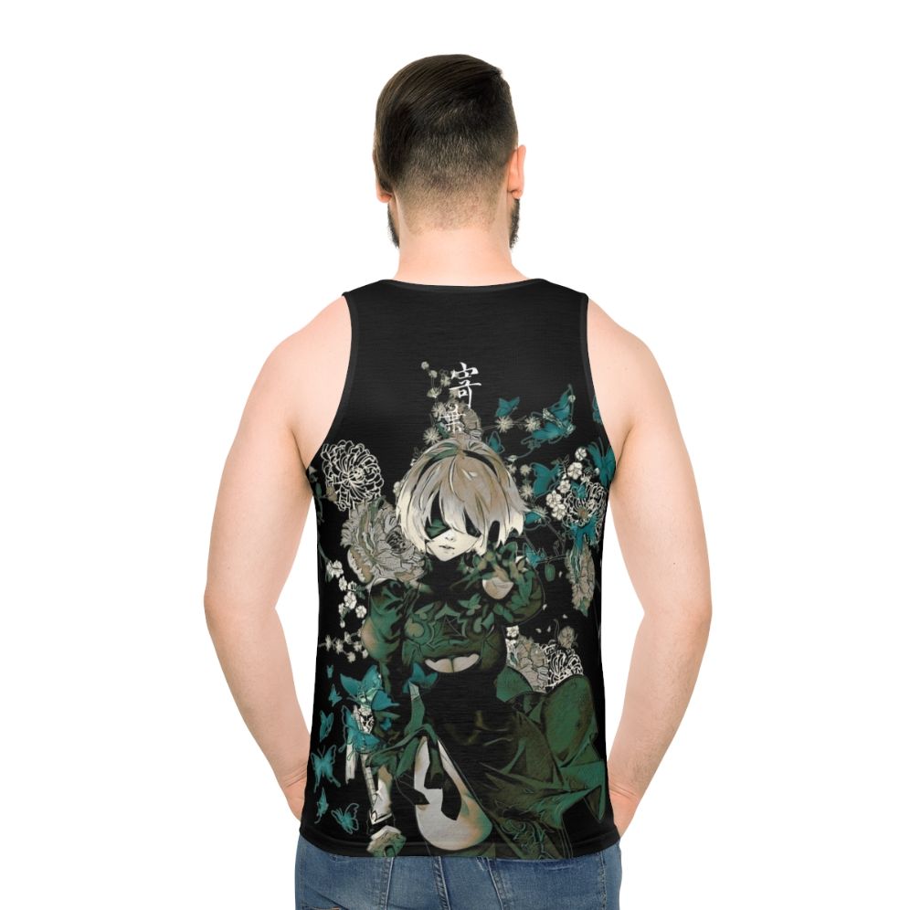 Butterflies and Floral Anime Unisex Tank Top - men back