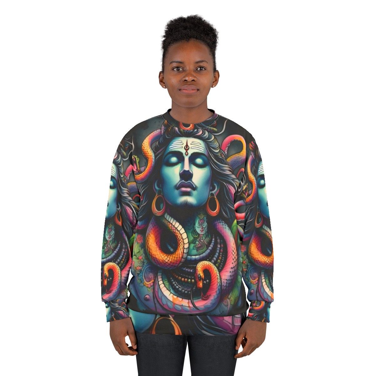 Lord Shiva with Snakes Sweatshirt - Hindu Deity Art - women