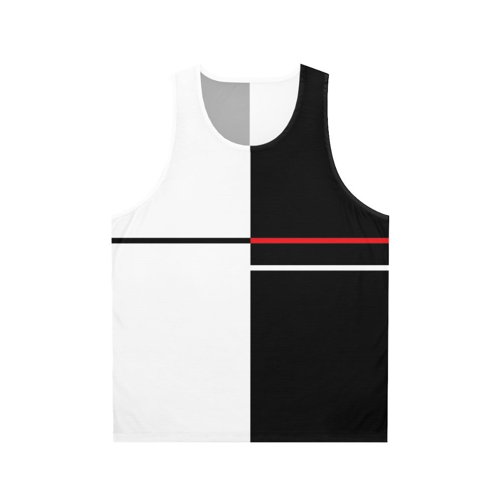 Unisex tank top with minimalist monochrome abstract art design