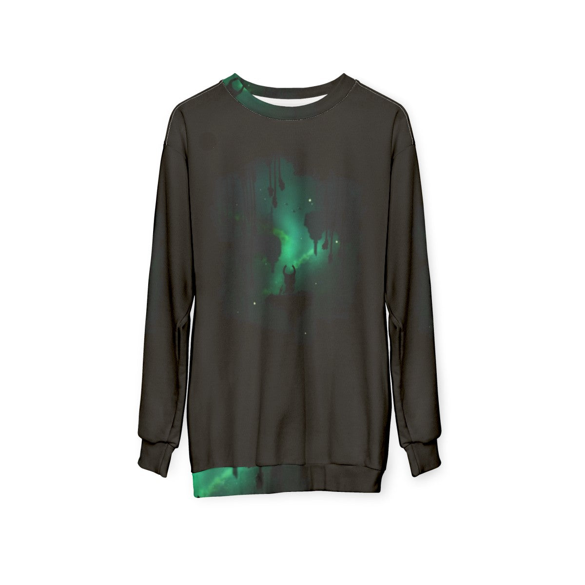 Nature-inspired 'Greenpath' sweatshirt for Hollow Knight fans - hanging