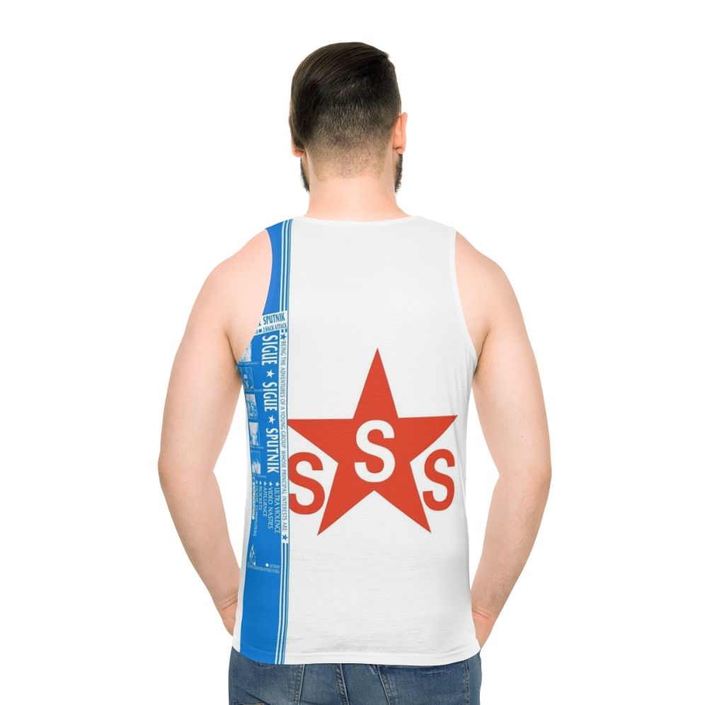 Sigue Sigue Sputnik 1980s cyberpunk unisex tank top - men back