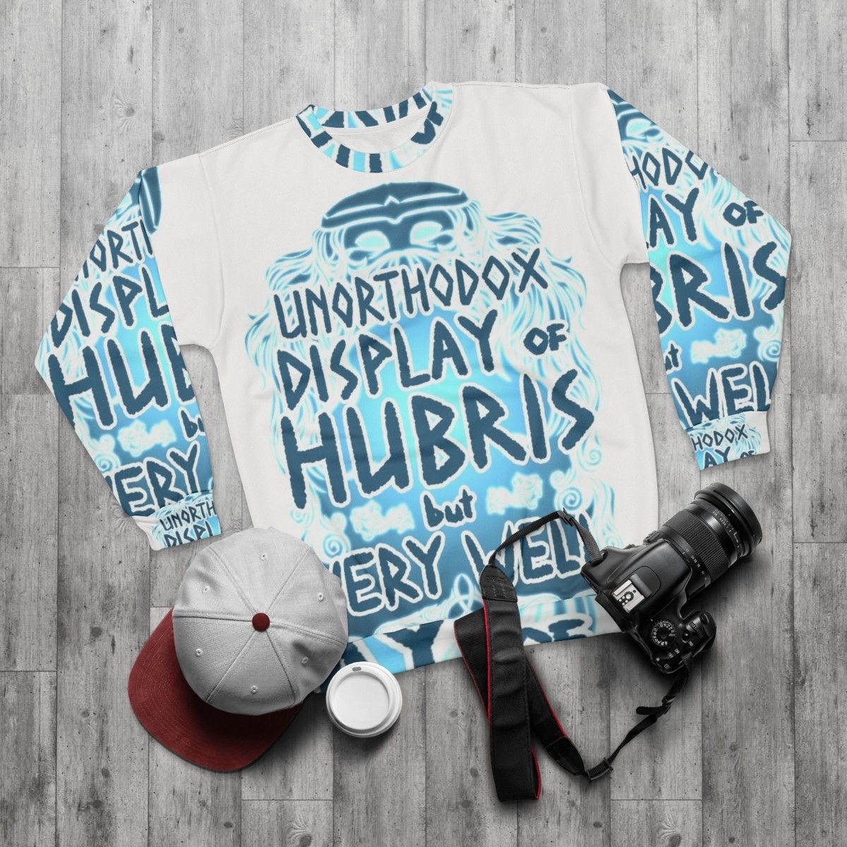 Hubris Sweatshirt - Norse Mythology Graphic Tee - flat lay