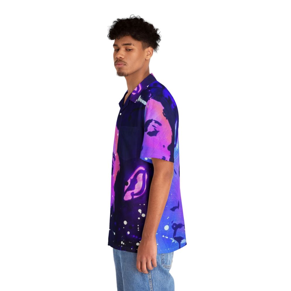 Colorful pop art inspired Hawaiian shirt with tropical print design - People Left