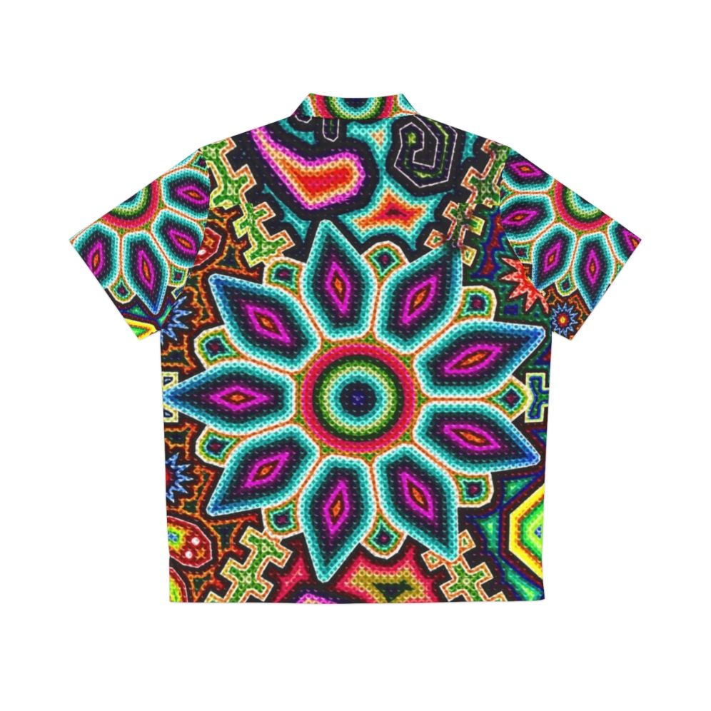 Huichol Art Mexican Hawaiian Shirt with Colorful Prehispanic Patterns - Back