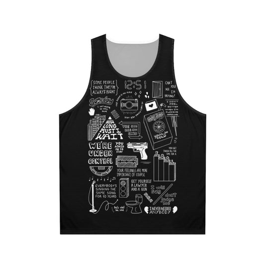 Collage of The Strokes black and white unisex tank top