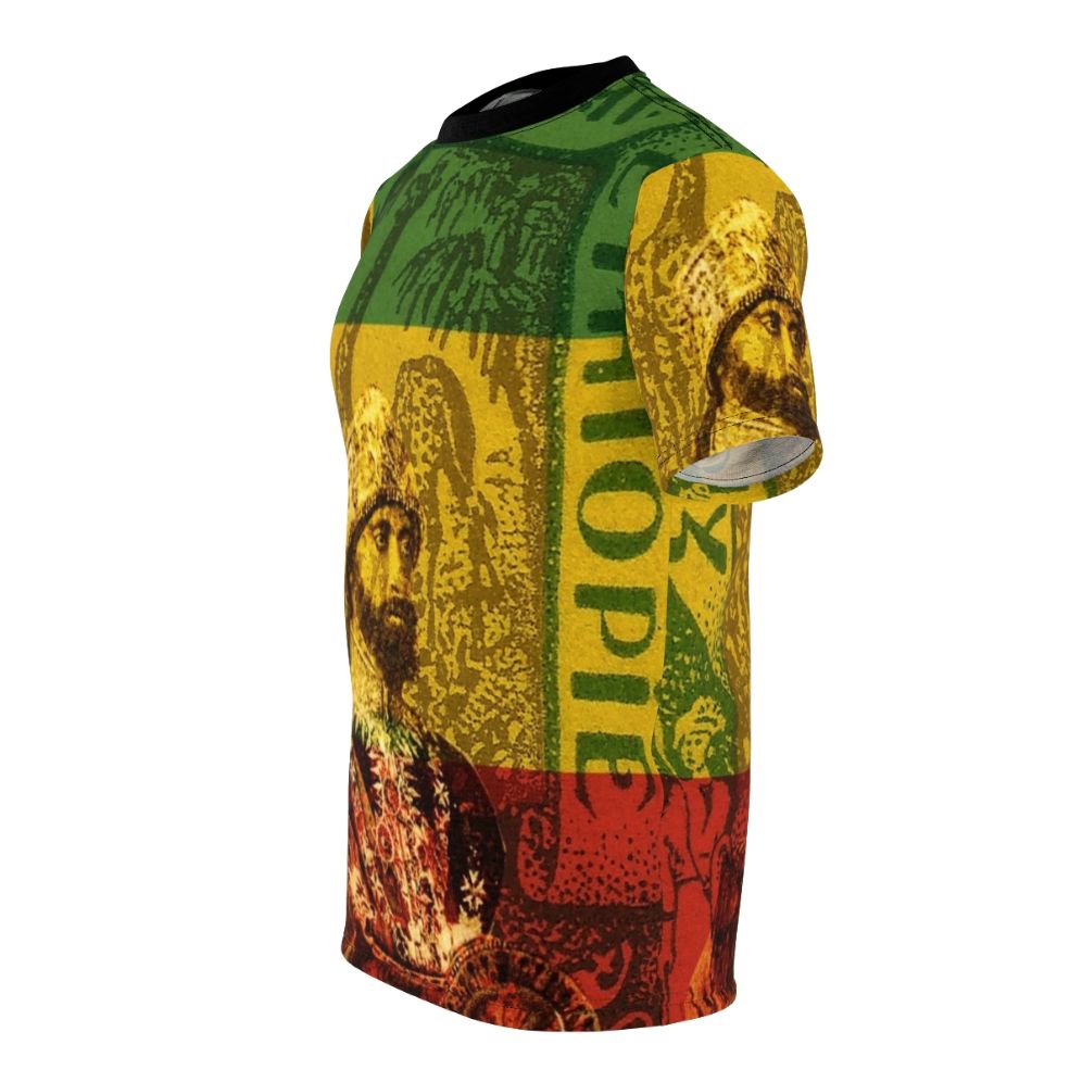 Rastafarian t-shirt design featuring Haile Selassie, the former emperor of Ethiopia - men left