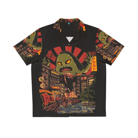 Avokiller Hawaiian Shirt with Avocado and Kaiju Monster Print