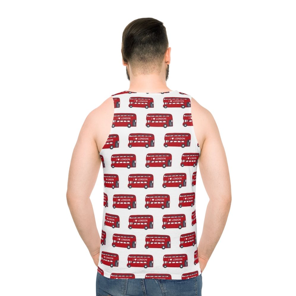 London red double decker bus pattern unisex tank top - men back