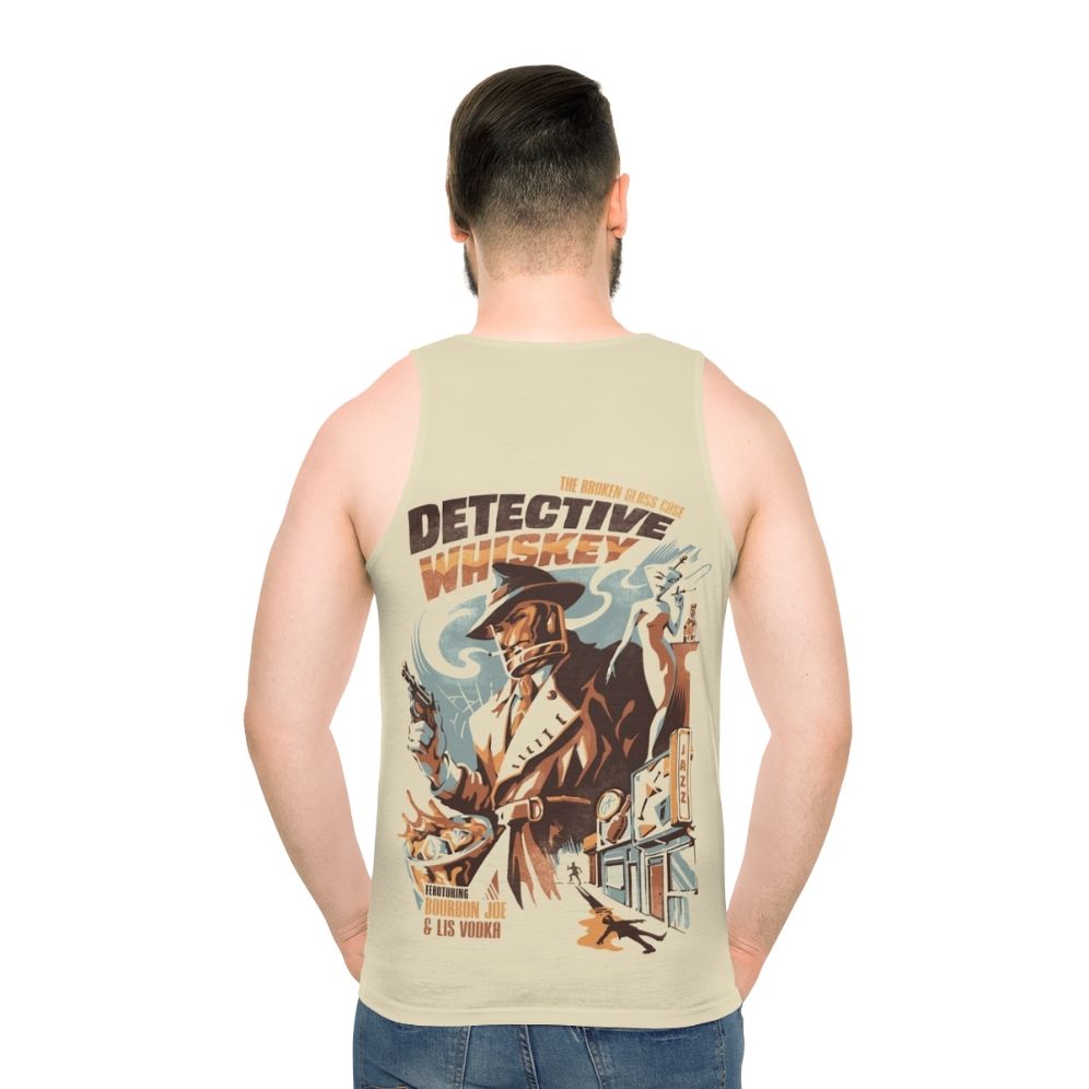 Unisex tank top with detective and whiskey design - men back