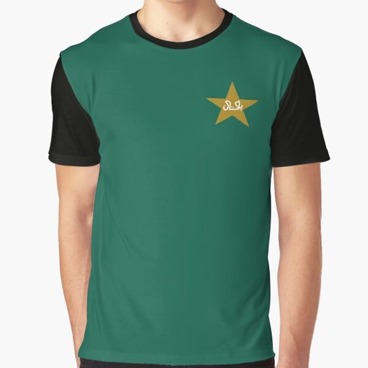 Pakistan Cricket Team Logo Graphic T-Shirt featuring Babar Azam, the star cricketer