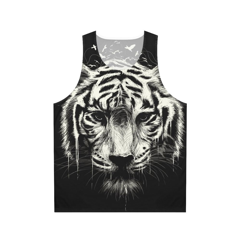 Interconnected unisex tank top with nature-inspired graphics