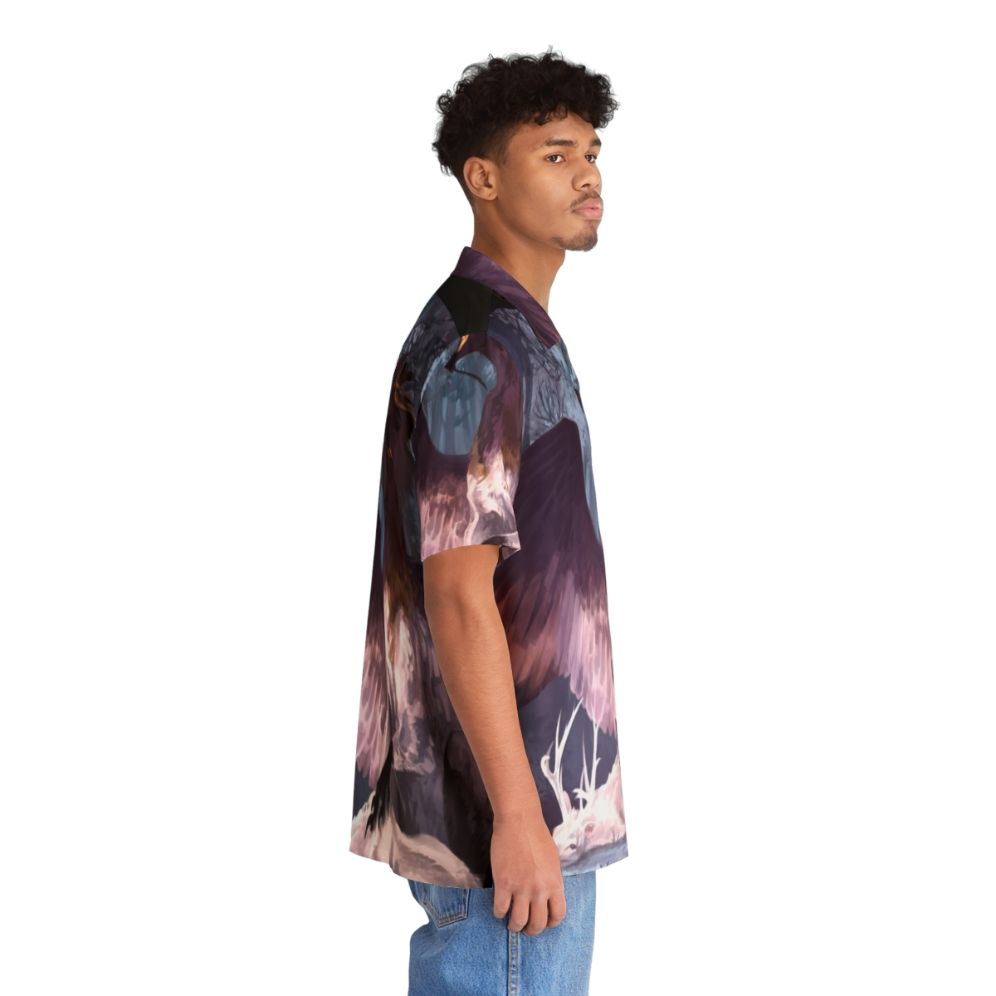 Dark fantasy Hawaiian shirt with mythical creature design - People Pight