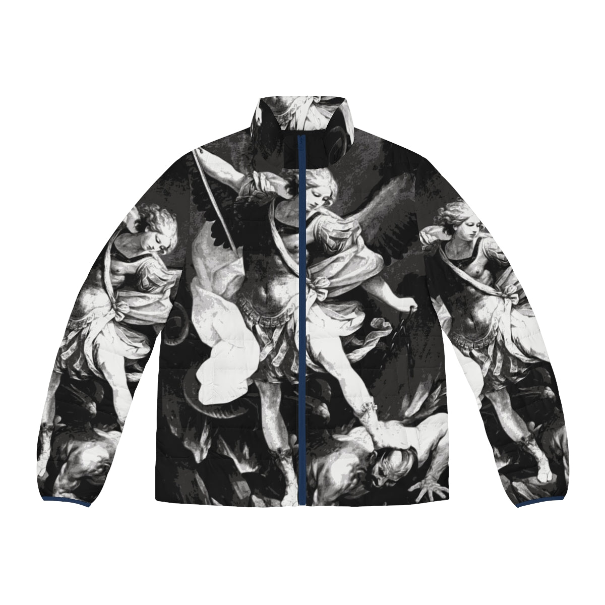 Saint Michael Archangel Puffer Jacket featuring the heavenly warrior's iconic image