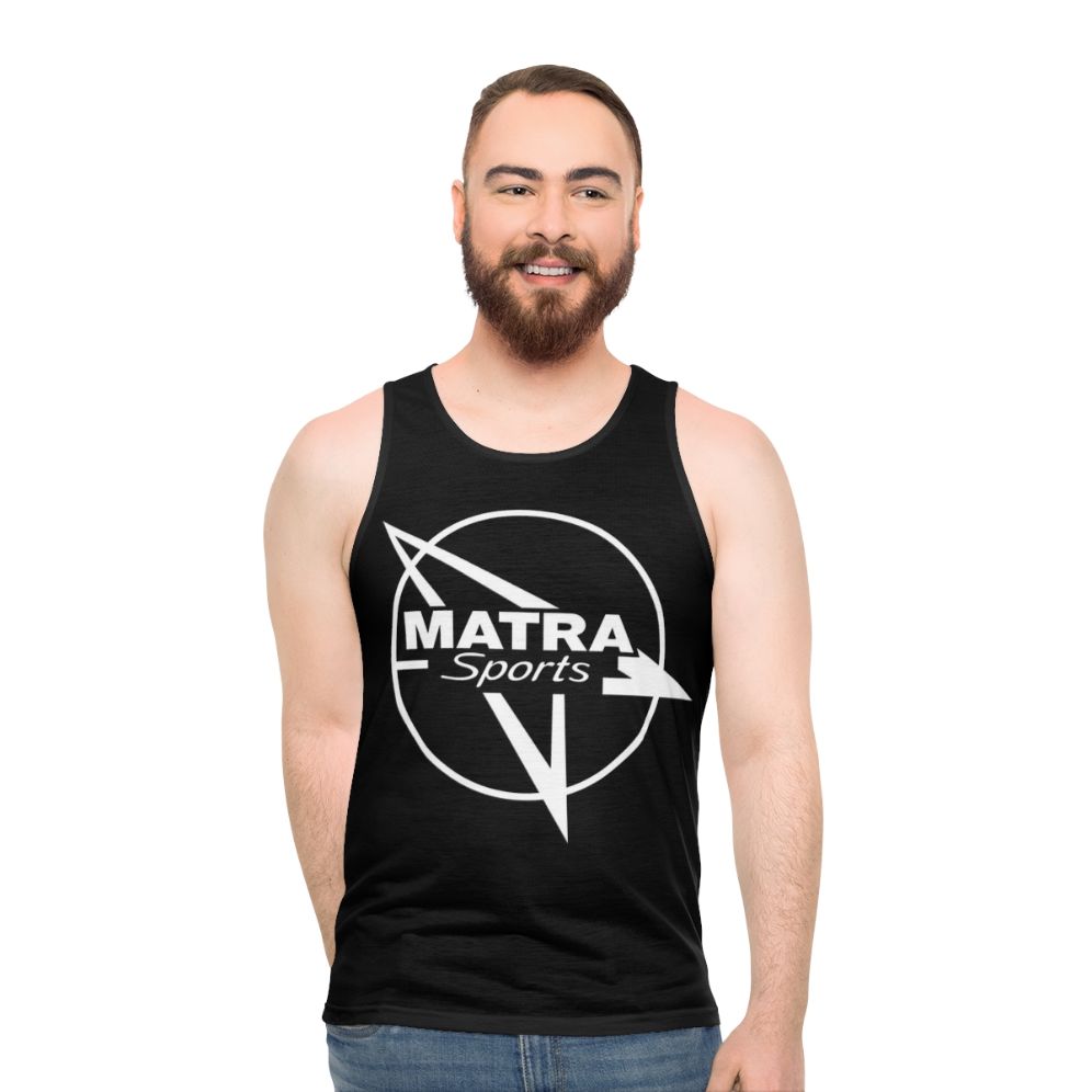 Vintage Matra Sports Car Emblem White Unisex Tank Top - men