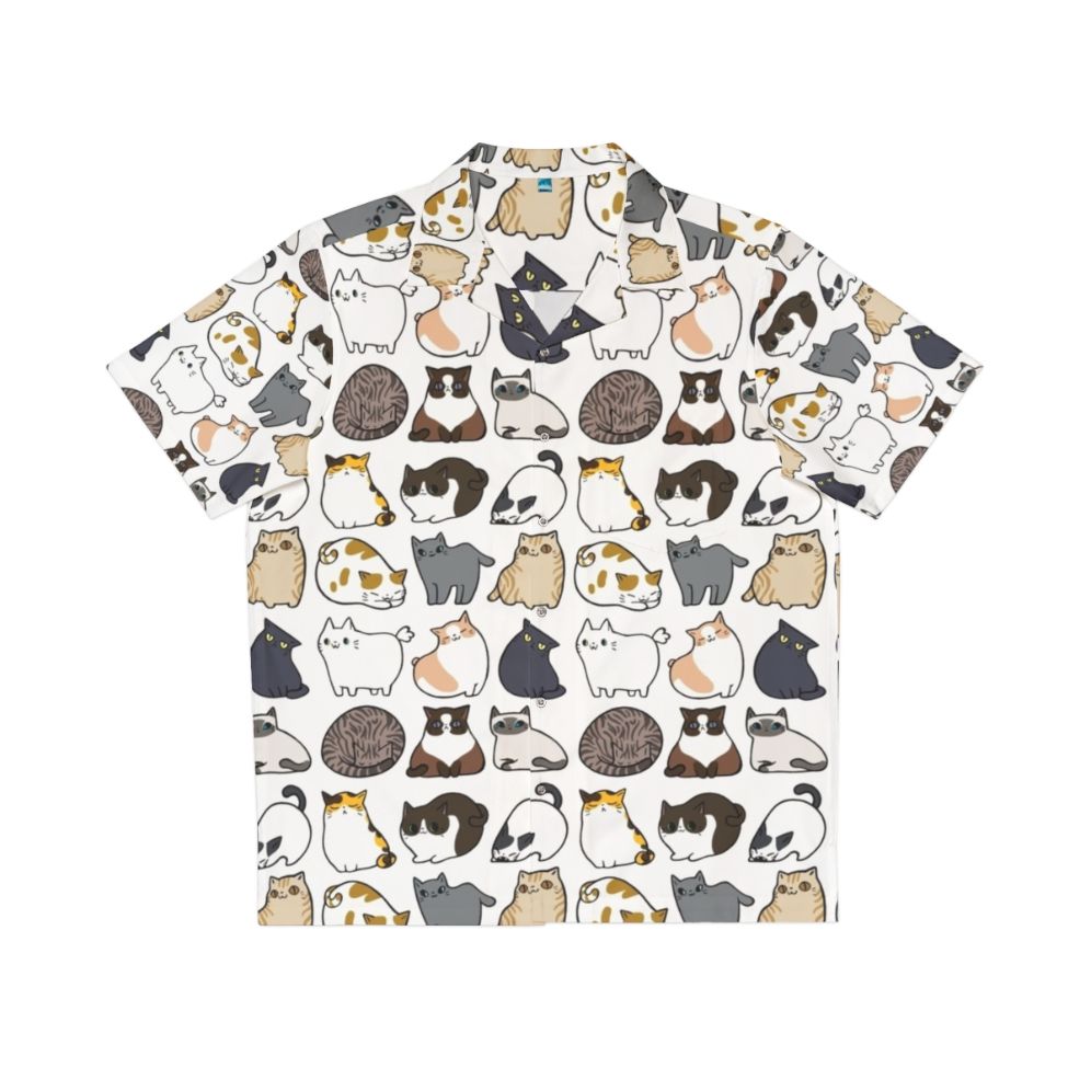 Colorful Hawaiian shirt featuring a vibrant cat print pattern