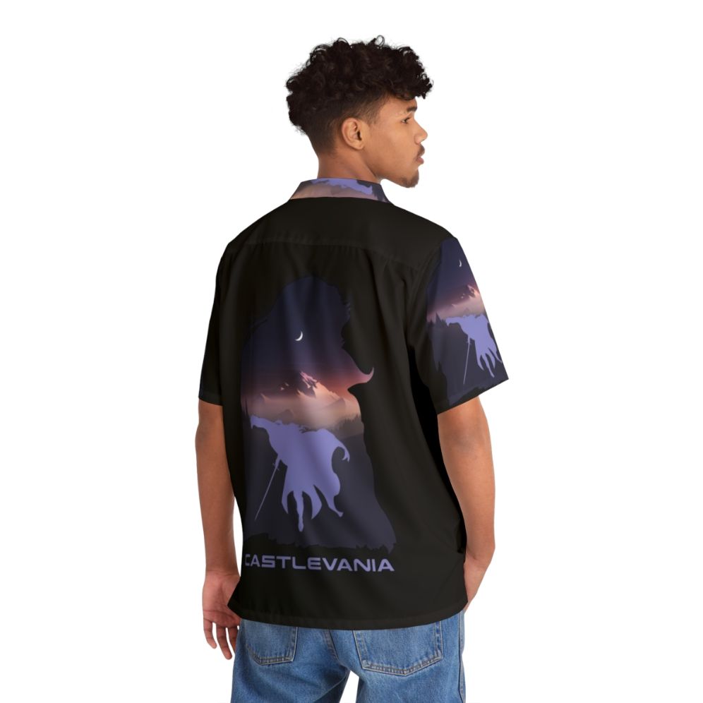 Castlevania inspired Hawaiian shirt with Alucard vampire aesthetic design - People Back