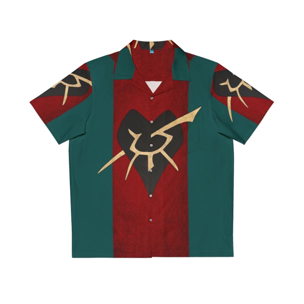 Dark Eldar Kabal of the Black Heart Hawaiian Shirt with Eldar Runes and Symbols